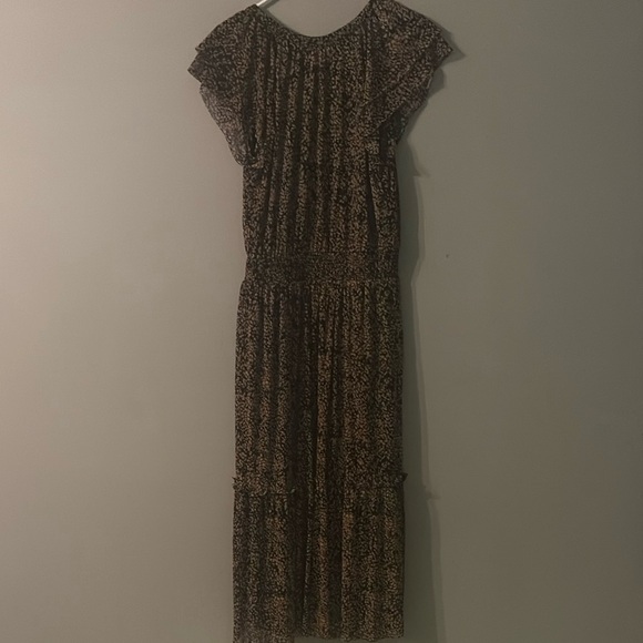 Black and Brown Midi Flutter Sleeves Smock Dress XL - Picture 2 of 10